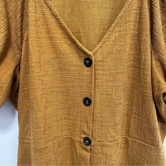 MADEWELL Blogger Fav Texture & Thread Puff-Sleeve Dress Mustard Yellow Size M - Picture 6 of 11